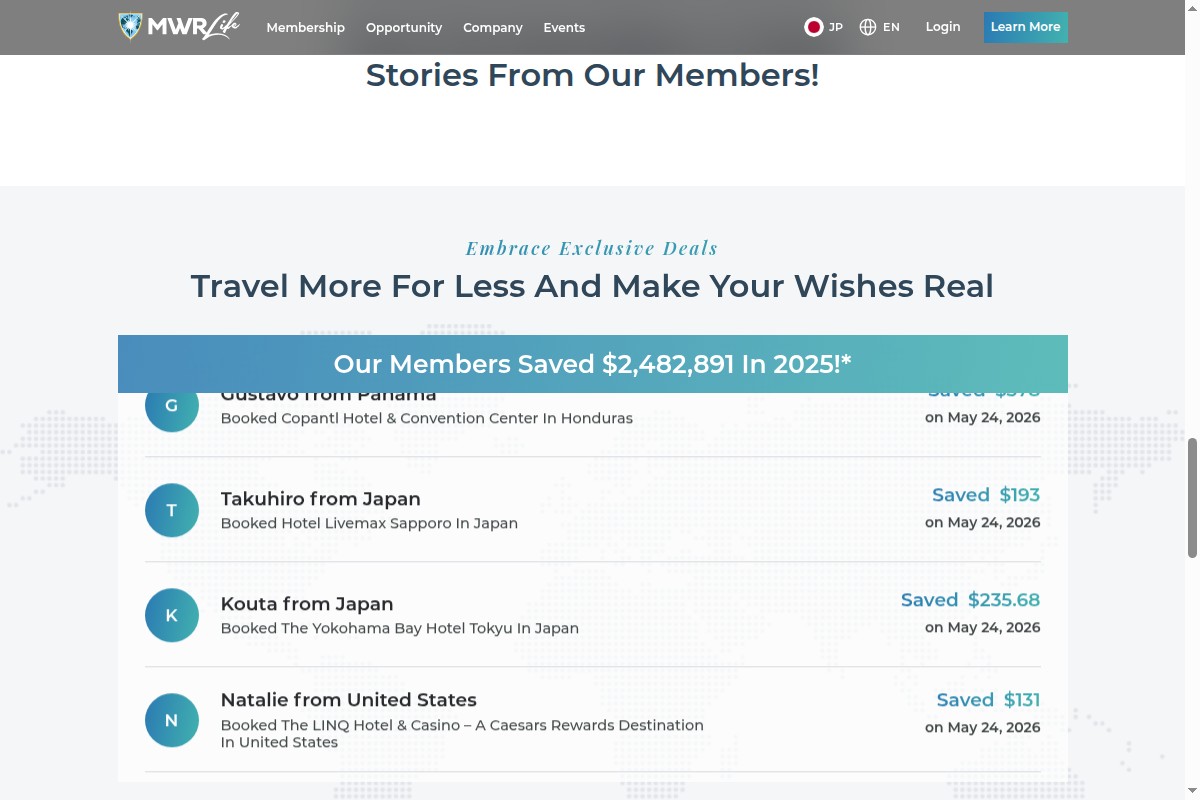 MWR Life節約フィード – 日本人会員TakuhiroがホテルLivemax Sapporoで$193節約の記録